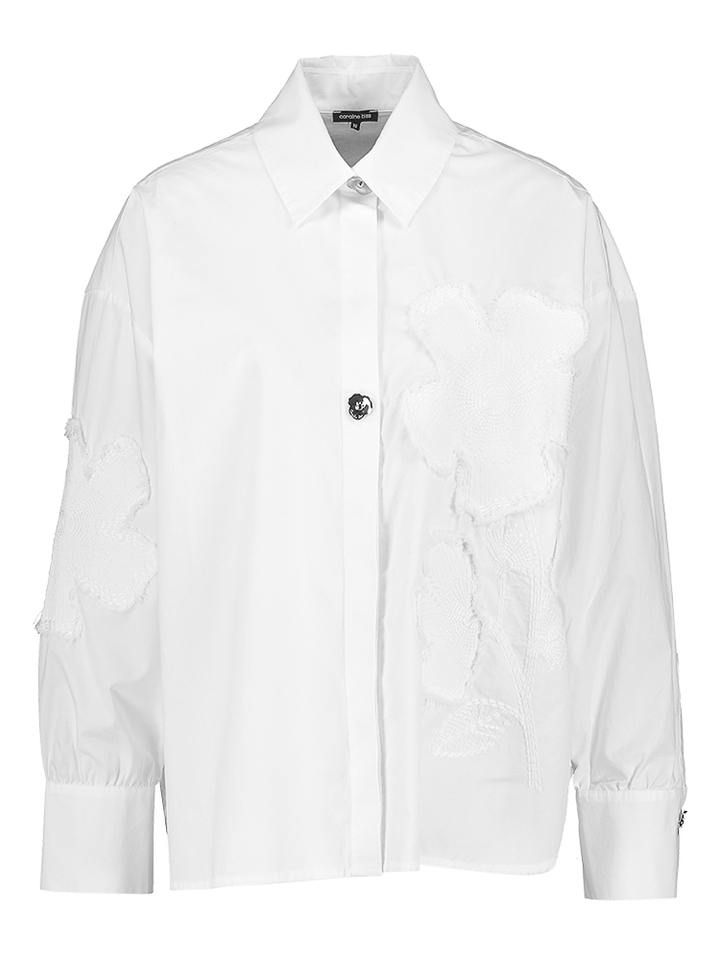 Witte bloes met bloemenprint structuur Caroline Biss