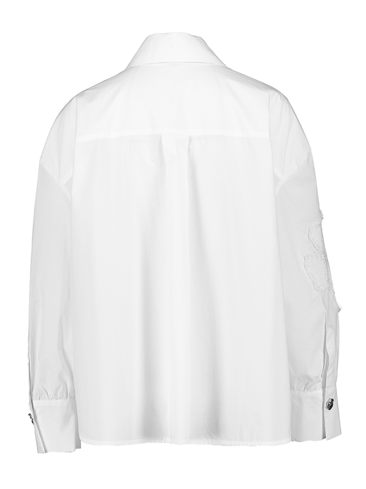 Witte bloes met bloemenprint structuur Caroline Biss