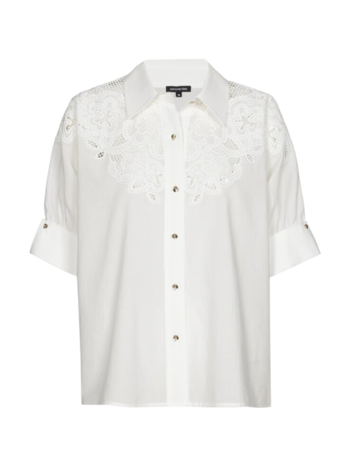 Witte blouse in katoen met kantdetail Caroline Biss 