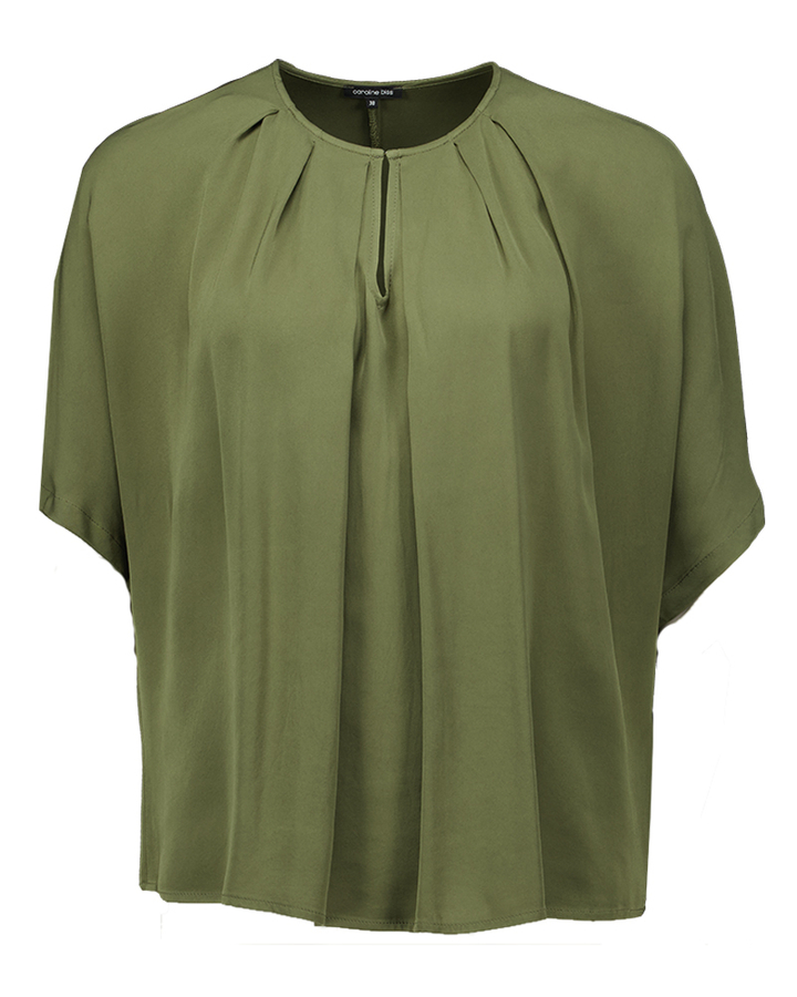 Groene bloes met plooidetail Caroline Biss