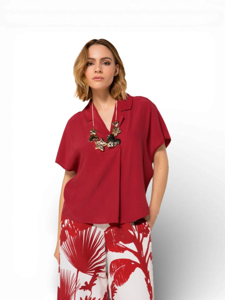 Rode blouse met korte mouwen Caroline Biss