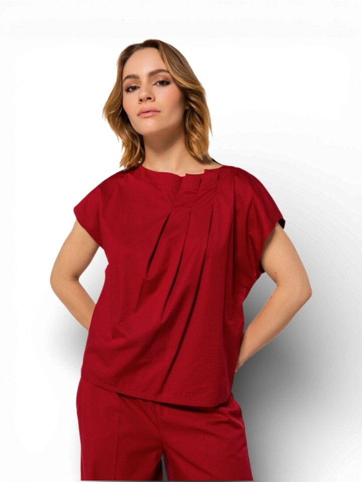 Rode geklede blouse Caroline Biss 