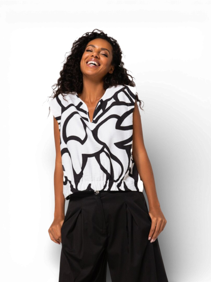 Witte blouse met zwarte print Caroline Biss 