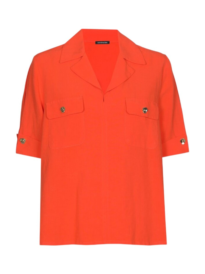 Fluo oranje bloes met goudkleurige knopen Caroline Biss