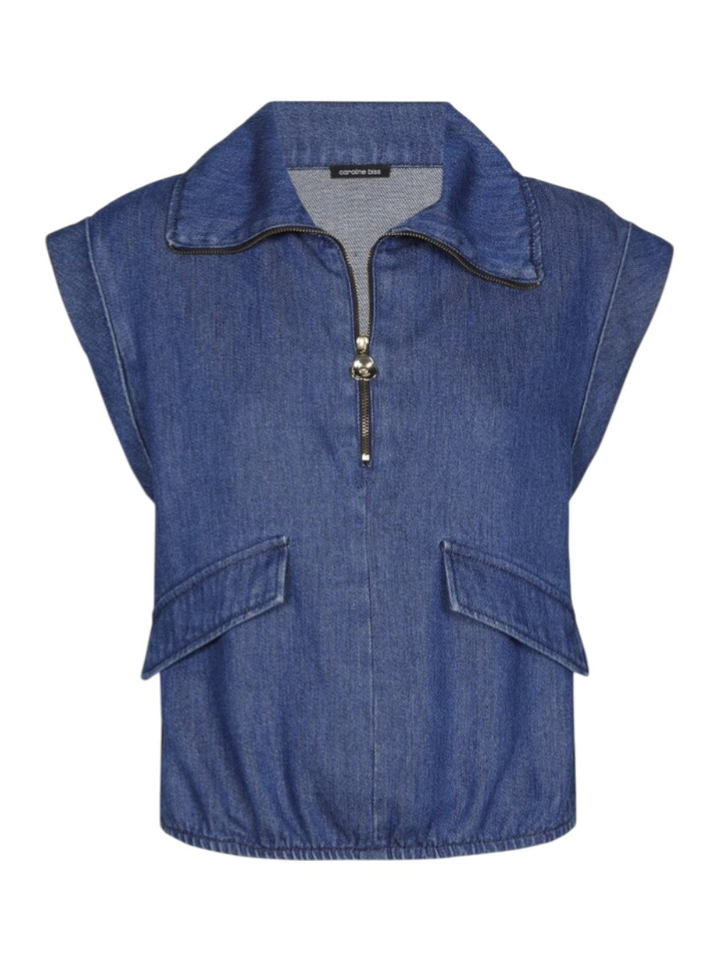 Blauwe denim top met kraagdetail Caroline Biss 