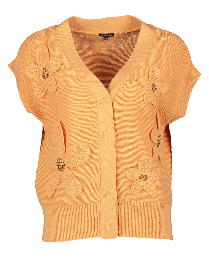 Oranje cardigan met bloemen detail Caroline Biss 
