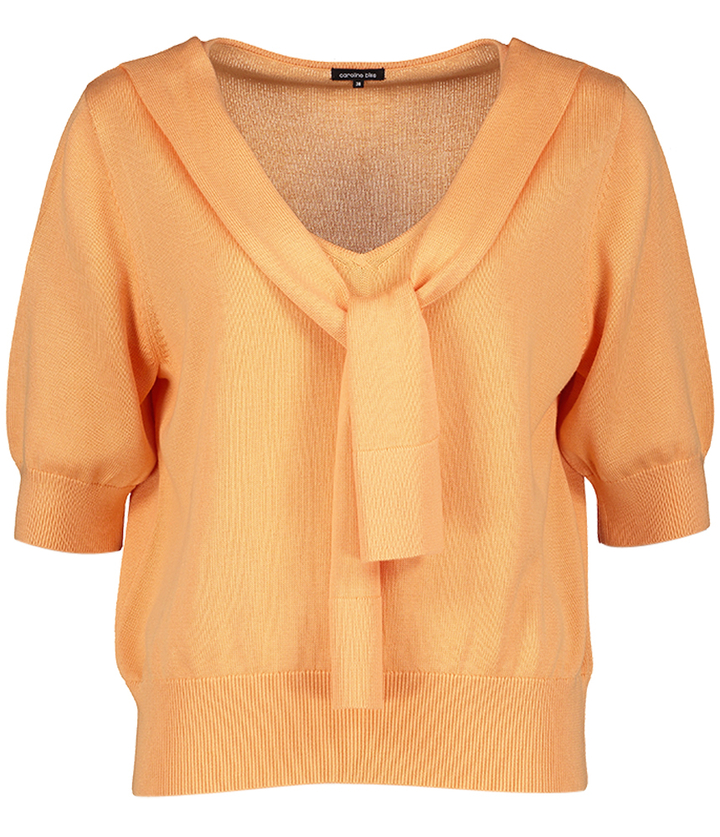 Oranje trui met sjaal detail Caroline Biss 
