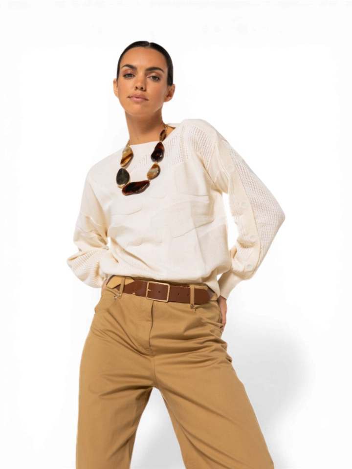 Ecru trui met structuur Caroline Biss