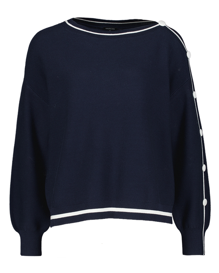 Blauwe trui met knoop detail Caroline Biss