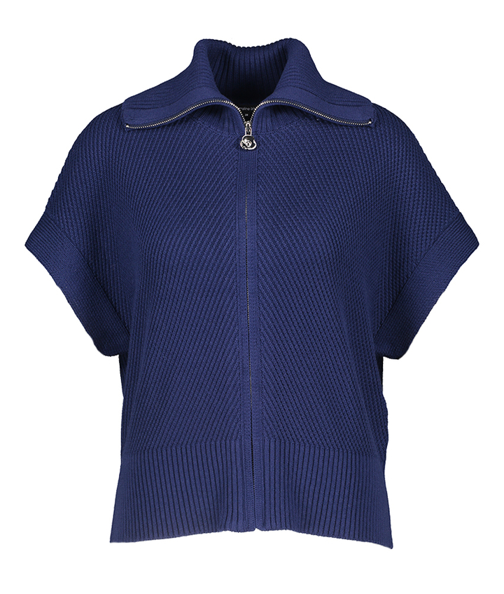 Blauwe gilet met rits zonder mouwen Caroline Biss