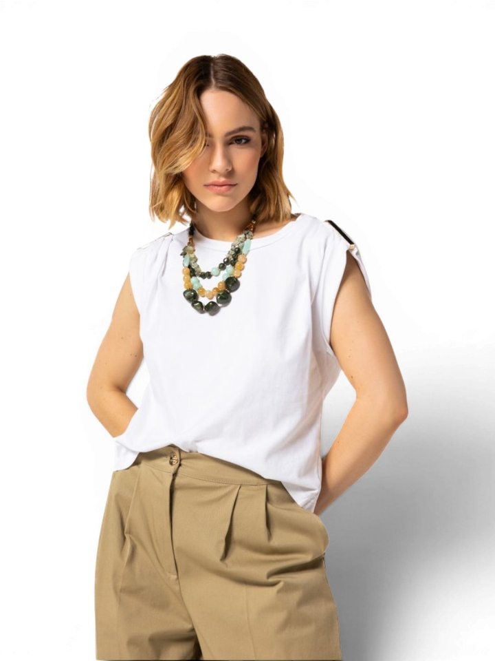 Witte t-shirt met gouden details Caroline Biss 