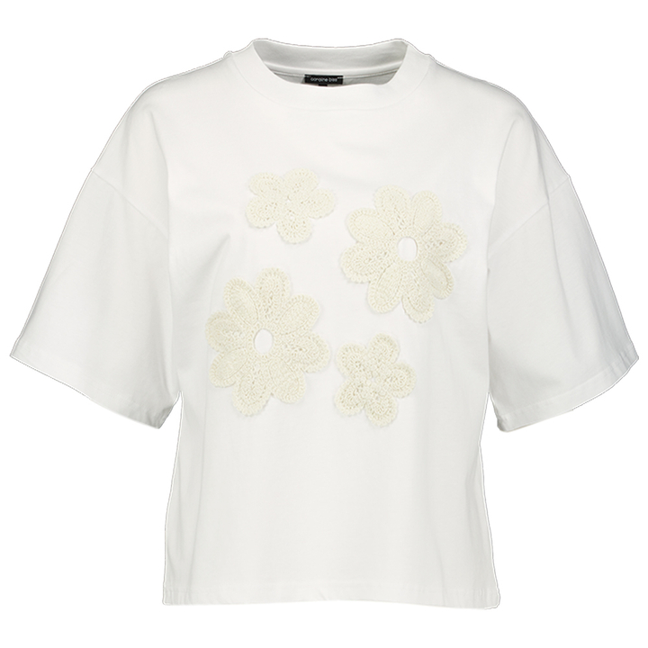 WIt katoenen t-shirt met bloemen Caroline Biss