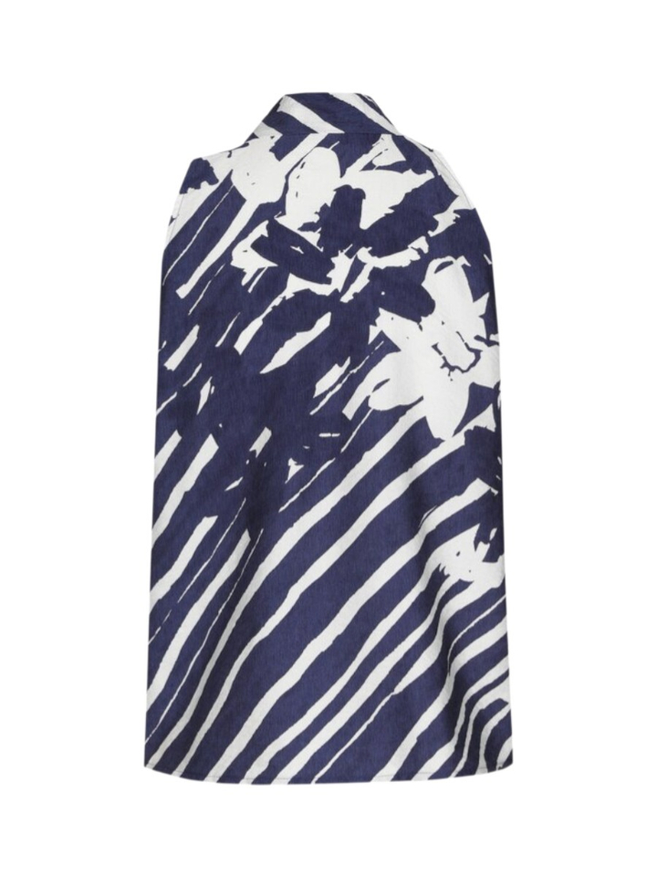 Blauwe top met witte bloemenprint Caroline Biss 