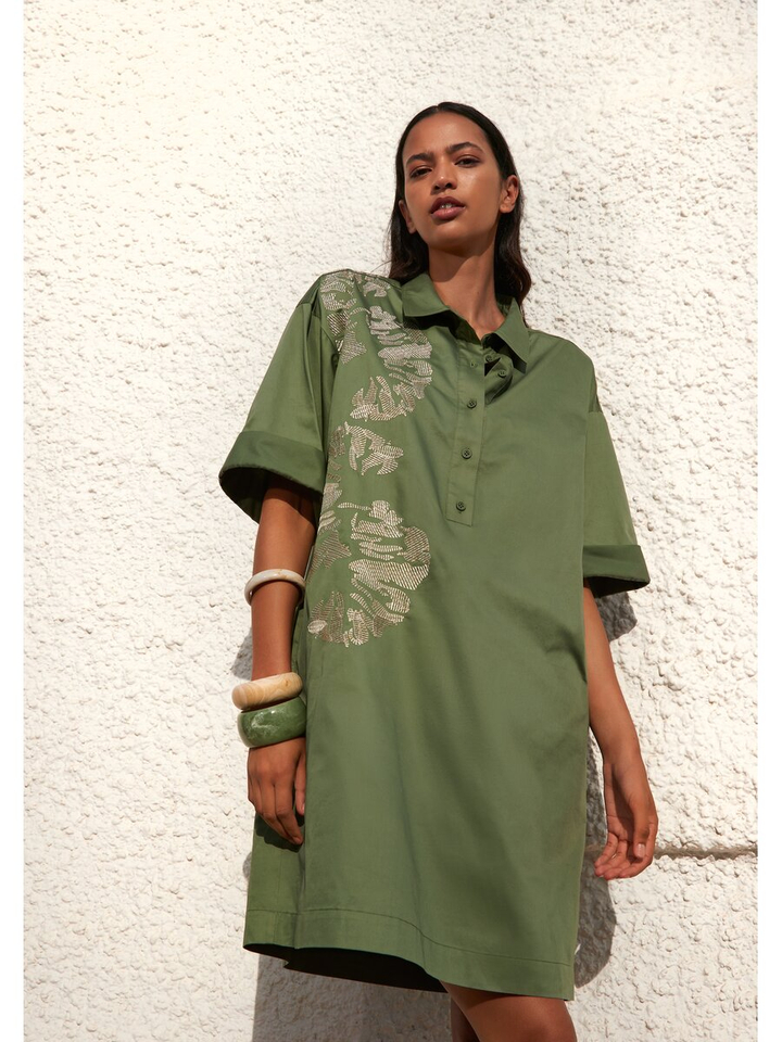 Groene jurk met structuur detail Daye Atmos 