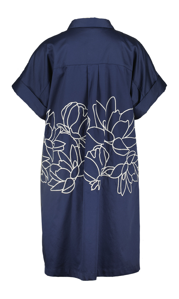 Donkerblauwe katoenen jurk met bloemenprint Zale Atmos