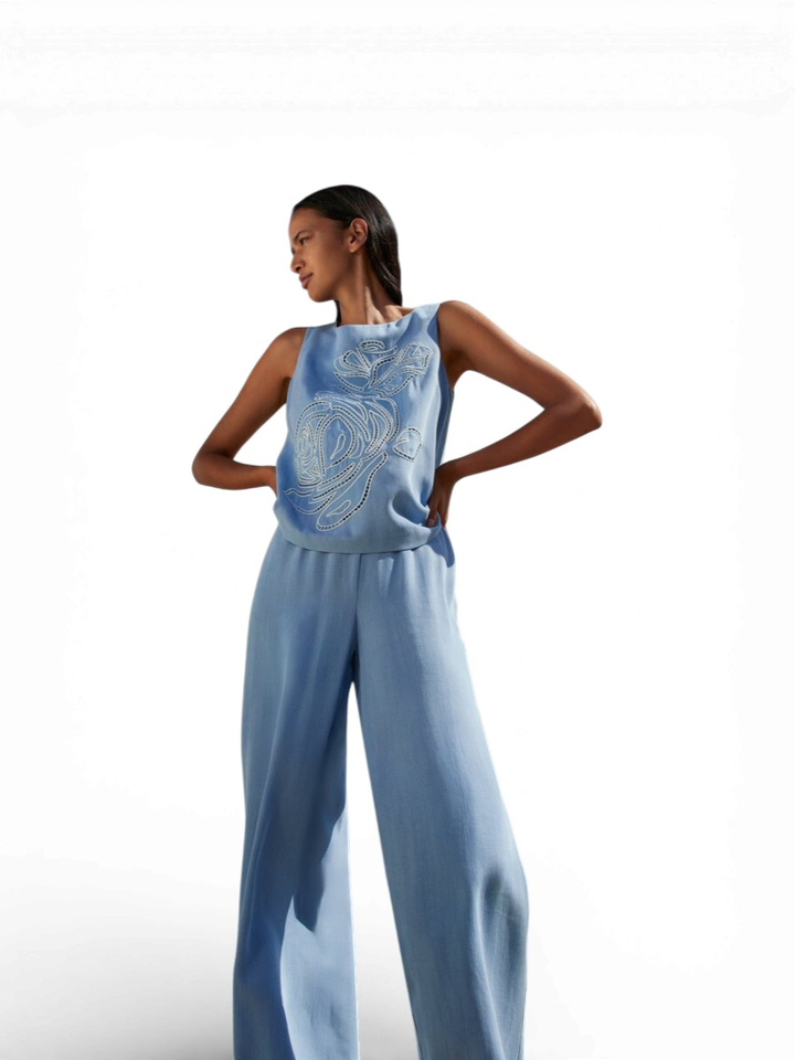 Blauwe losvallende broek Jeans Atmos 