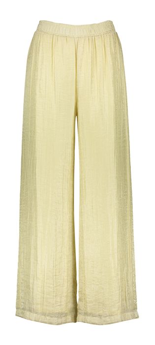 Licht pastel gele soepelvallende broek met elastiek Aroski Atmos