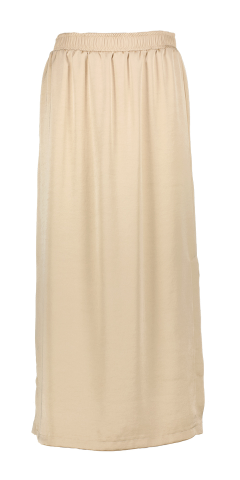 Beige rok met elastiek in satijnlook met split aan beide kanten Inda Atmos