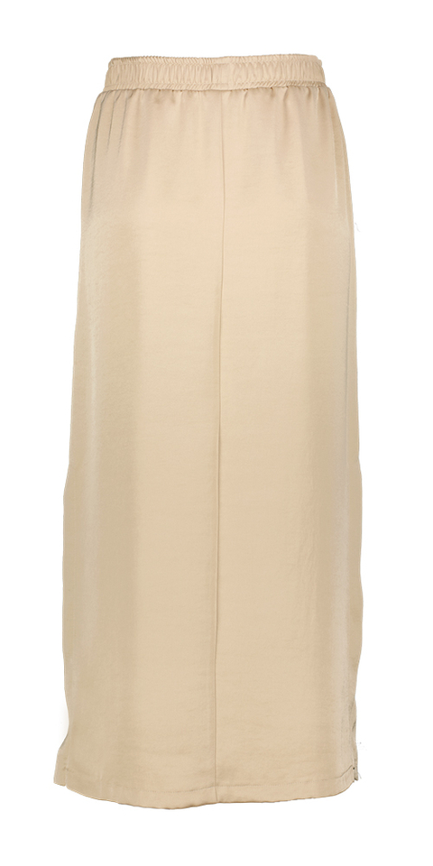 Beige rok met elastiek in satijnlook met split aan beide kanten Inda Atmos