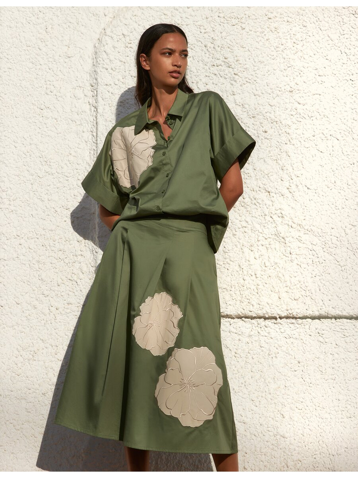 Groene bloes met bloem detail Jace Atmos 