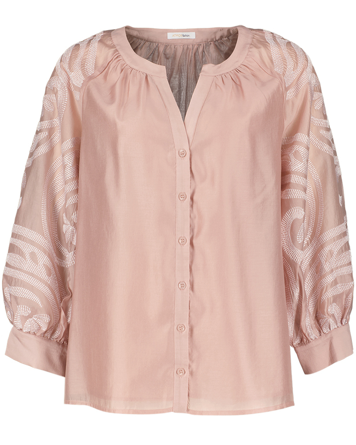 Roze bloes met broderie detail Minke Atmos