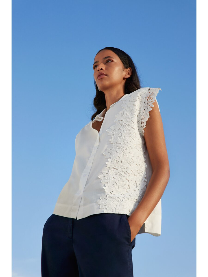 Ecru bloes met broderie Mille Atmos