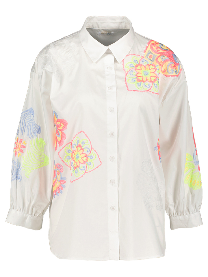 Witte katoenen bloes met bloemenprint Kikos Atmos
