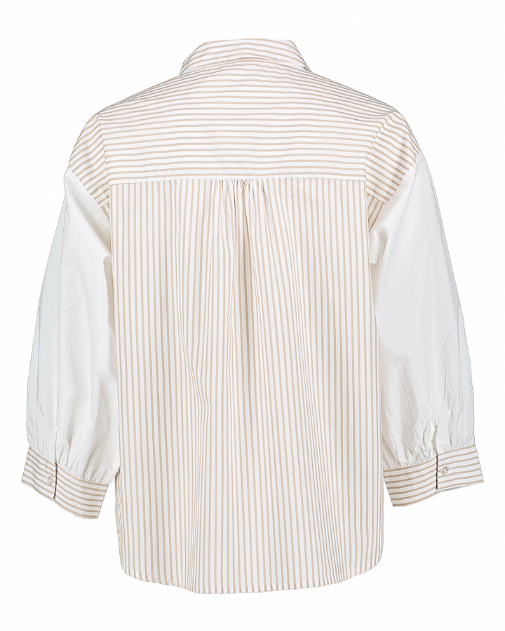 Witte bloes met bruine strepen en pailetten detail Atmos 
