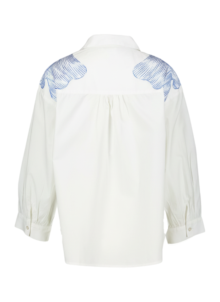 Witte katoenen bloes met blauw detail Yona Atmos