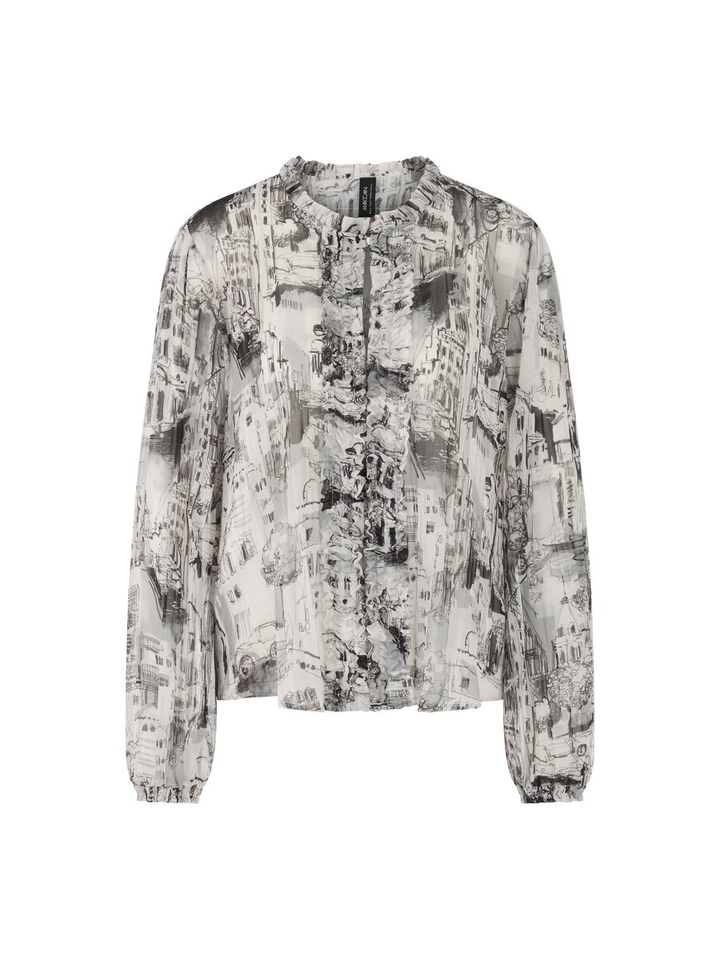 Grijze blouse met zwarte print Marc Cain collections
