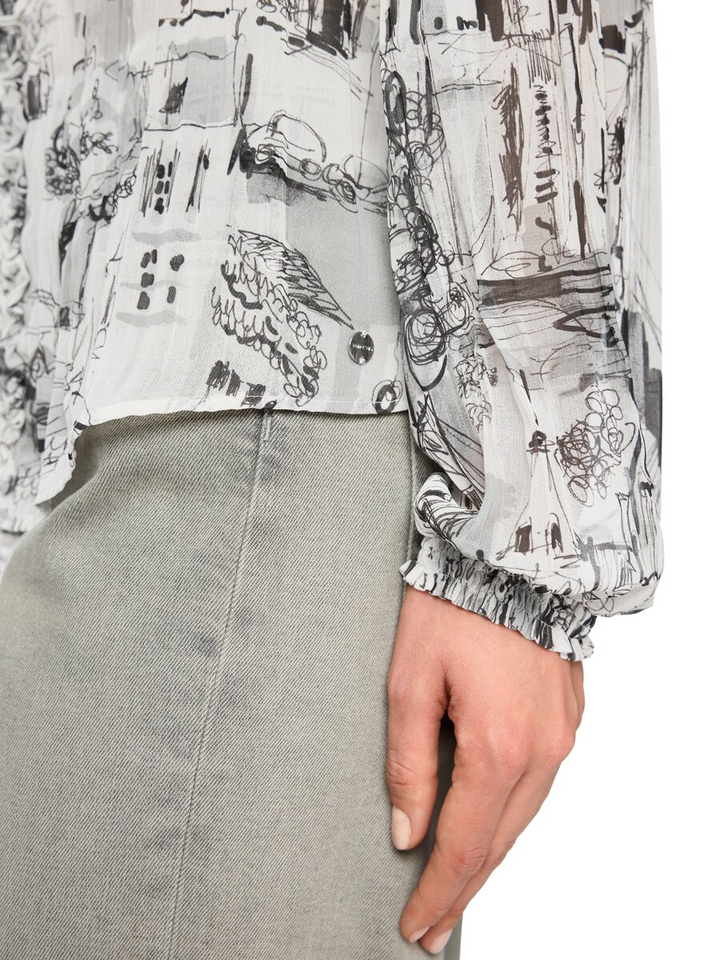 Grijze blouse met zwarte print Marc Cain collections