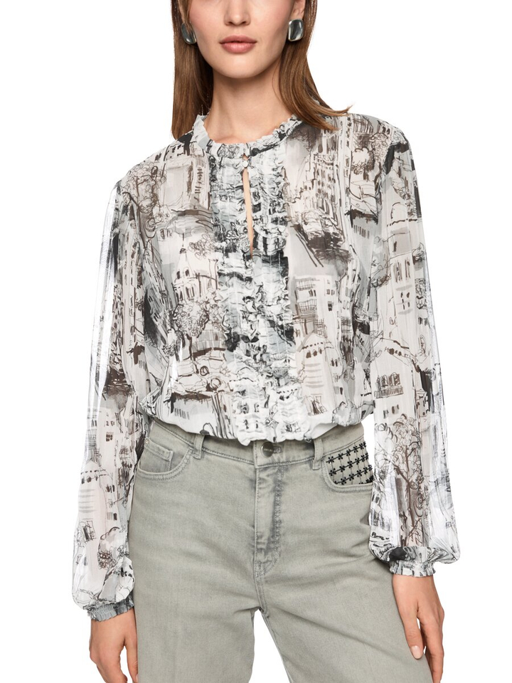 Grijze blouse met zwarte print Marc Cain collections