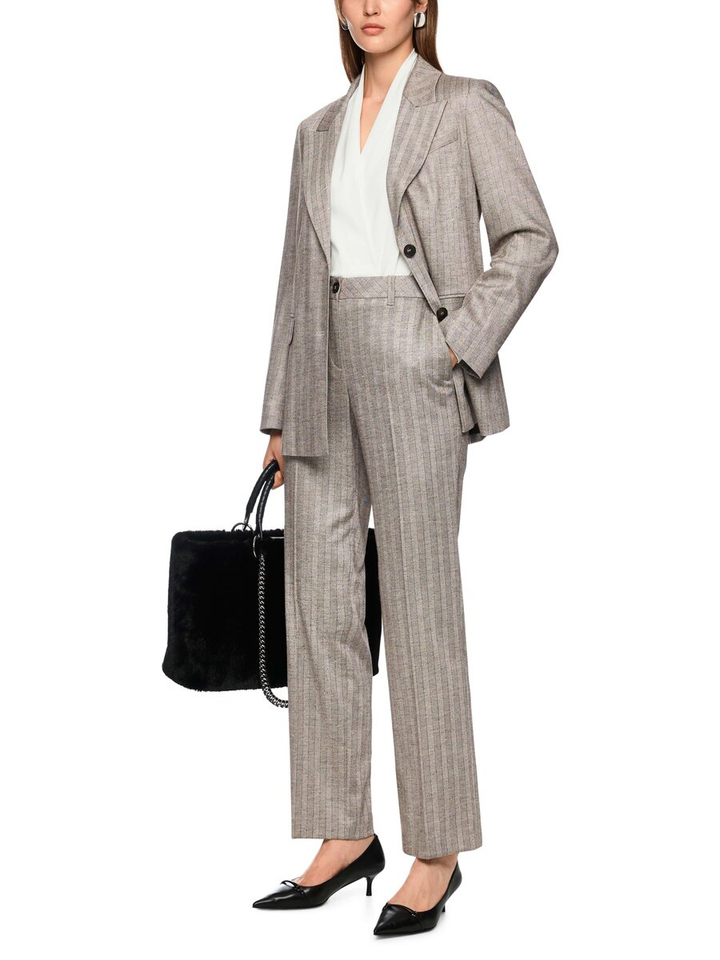 Grijskleurige broek met subtiel lijnpatroon Marc Cain collections