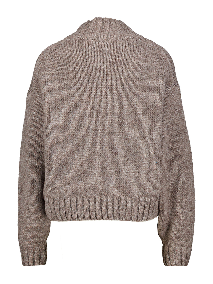 Grijsbruine wollen trui met opstaande kraag Marccain