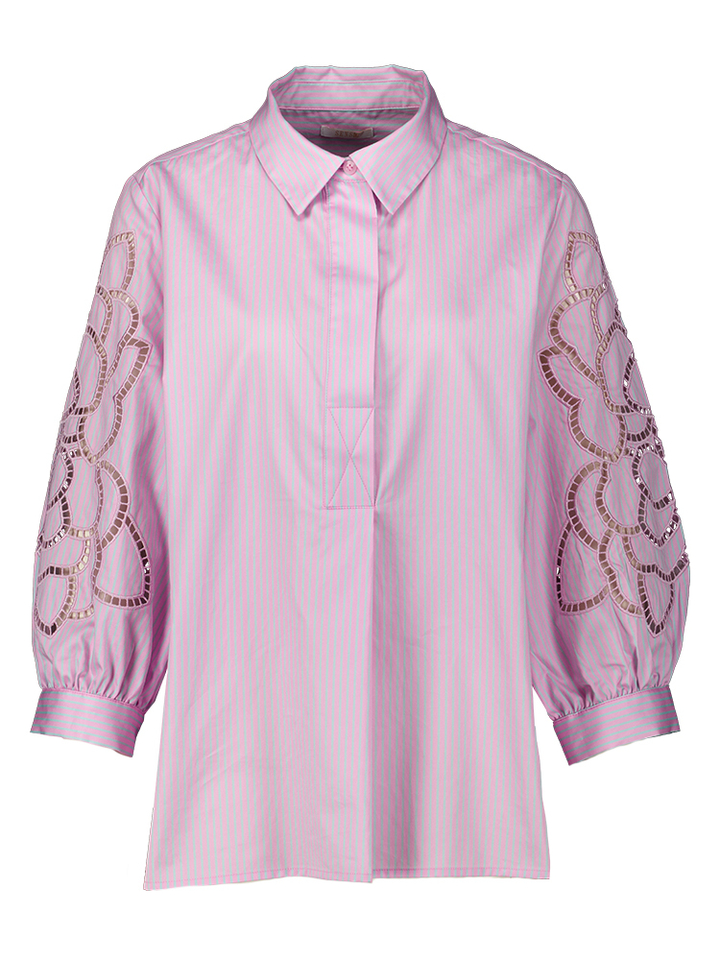 Lila gestreepte bloes met broderie detail Luca Senso