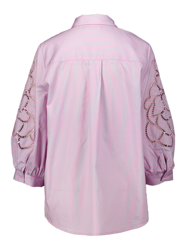 Lila gestreepte bloes met broderie detail Luca Senso