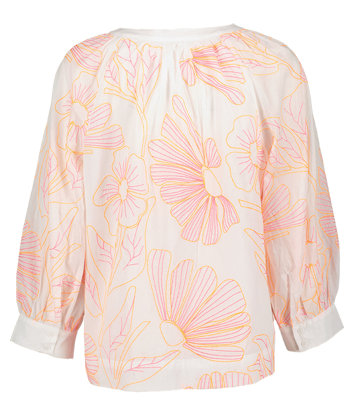 Witte bloes met roze en oranje bloemenprint Yumi Senso 