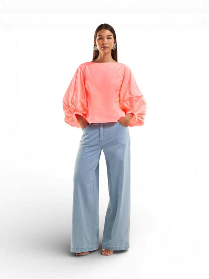 Roze fluo bloes met pofmouwen Walily Senso