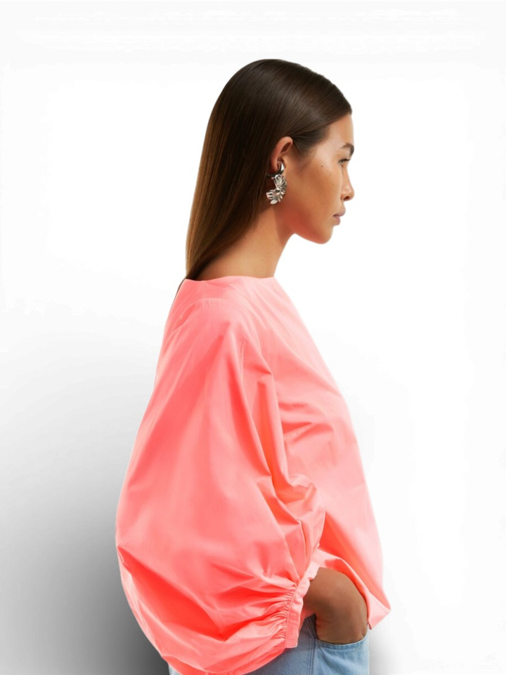 Roze fluo bloes met pofmouwen Walily Senso