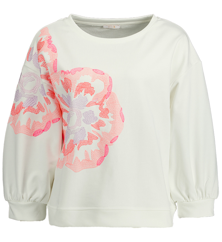 Witte trui met roze print Thirza Senso