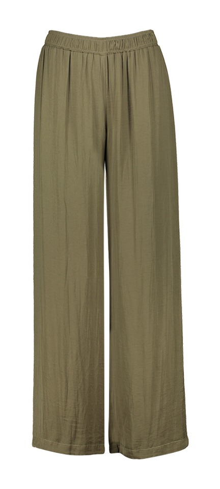 Kaki groene soepelvallende broek met elastiek Aroma Senso 