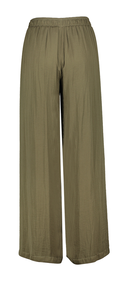 Kaki groene soepelvallende broek met elastiek Aroma Senso 
