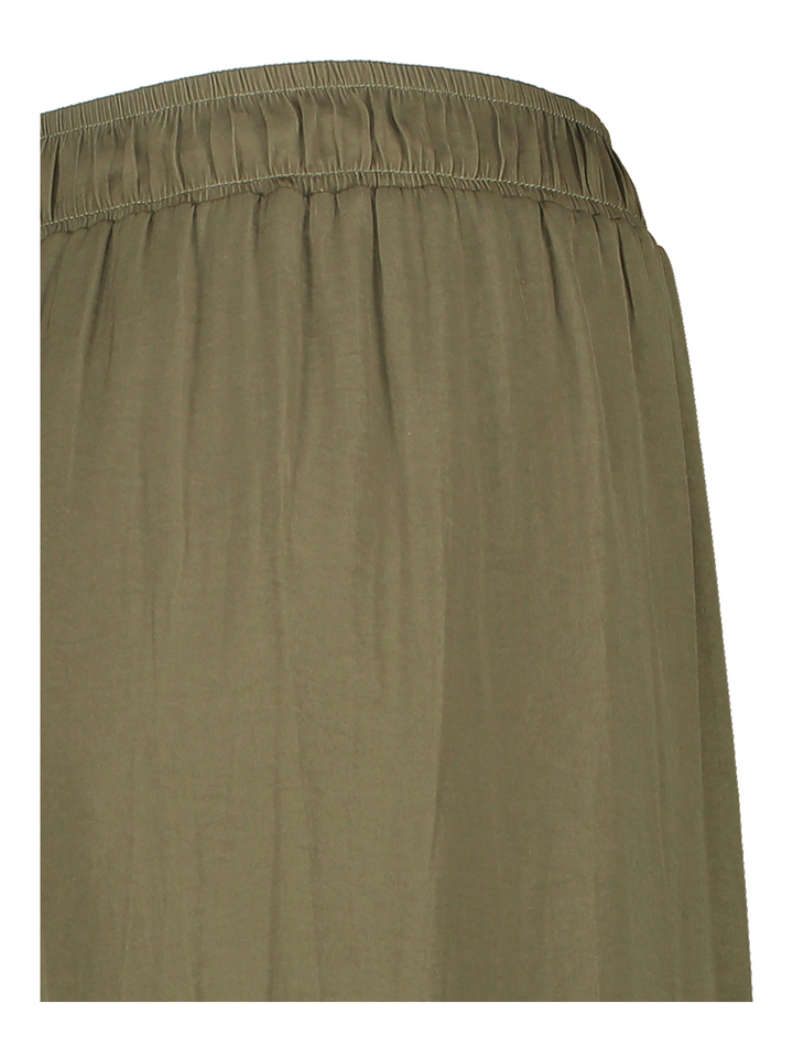 Kaki groene soepelvallende broek met elastiek Aroma Senso 