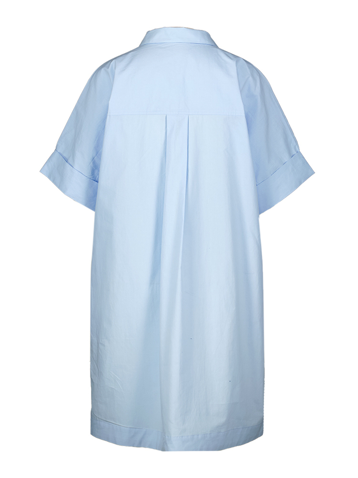 Blauw kleed met roze print Luz Senso