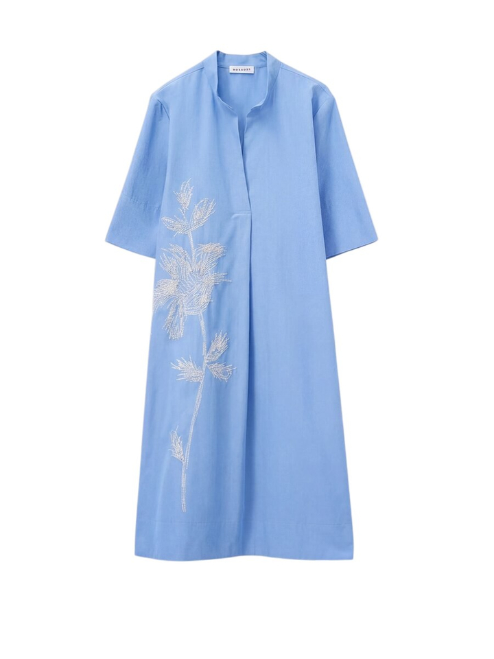 Lichtblauwe jurk met bloemenprint Rosse35