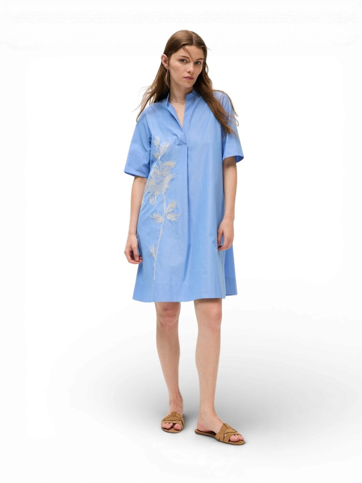 Lichtblauwe jurk met bloemenprint Rosse35