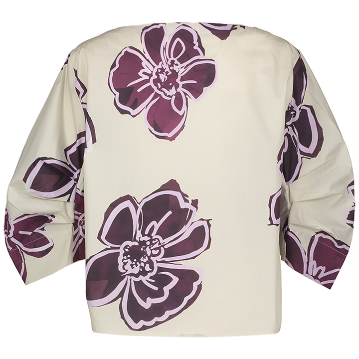 Beige bloes met bordeaux bloemenprint Rosso 35