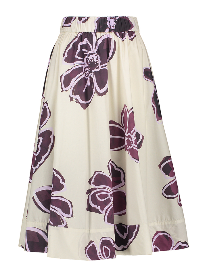 Beige rok met bordeaux bloemenprint Rosso 35