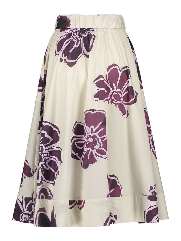 Beige rok met bordeaux bloemenprint Rosso 35