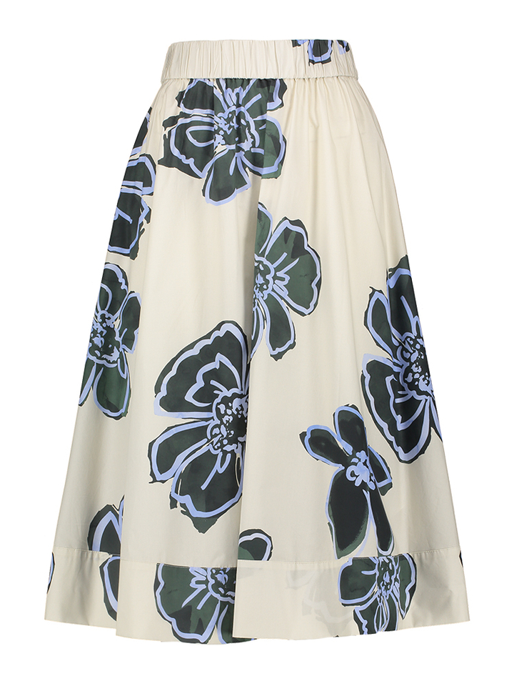 Beige rok met groene bloemenprint Rosso 35